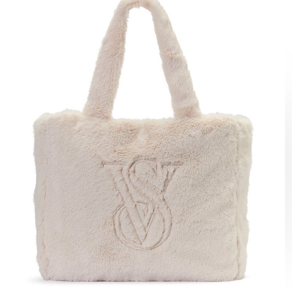Victoria's Secret Cream Faux Fur Tote Bag